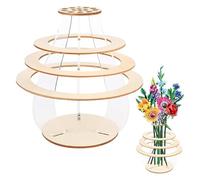Vaso per fiori, in legno e acrilico, per bouquet di fiori, rose, orchidea, fiordaliso, gerbera, girasole, tulipano, crisantemo, giglio, stella alpina (16 fori)