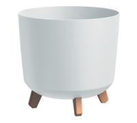 Vaso per fiori in plastica bianca con piedini, contenitore decorativo 28.5 cm