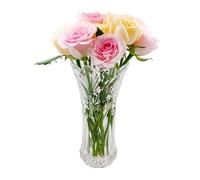 Vaso per fiori in vetro trasparente, vaso in vetro cristallino addensato 24CM per fiori, vaso decorativo per erba pampa, tulipani, orchidee, rose, fiori secchi