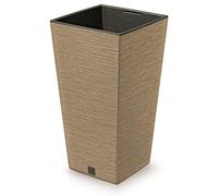 Vaso per Fiori piante Quadrato Furu Square ECO WOOD Decorativo in Plastica e Legno 33% cm da Interno Esterno 40x40x76 cm Quadrato Marrone Design Moderno 92 Litri