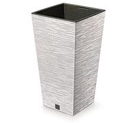 Vaso per Fiori piante Quadrato Furu Square ECO WOOD Decorativo in Plastica e Legno 33% cm da Interno Esterno 40x40x76 cm Quadrato Bianco Design Moderno 92 Litri