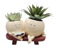 Vaso per fiori Smile Face - vaso per espressioni felici, portafiori stravagante, decorazione del viso in resina colorata, ornamento compatto da tavolo, carattere gioioso ed espressivo, conteni