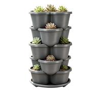 Vaso per Fragole - Decorazione Verticale Impilabile a 5 Livelli dotata di una Ruota - Fioriera Da Giardino Per Spazi Esterni | per Piante Rampicanti Verdure Frutti Ciliegio Esterno Balcone Terrazza Po