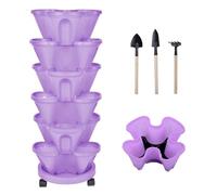 Vaso per Fragole Verticale, Vaso Fiori Impilabili, 6 Livelli Fioriera Verticale per Fragole con Ruote, per Interno ed Esterno, Balcone, Cucina, Soggiorno,C
