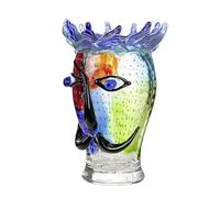 Vaso per il viso Donald in vetro - altezza 29 cm x larghezza 19 cm - verde-rosso - con motivo facciale - lavorato a mano