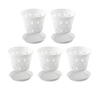 Vaso per orchidee in plastica scanalato, 14 cm, con pareti ventilate e base per un flusso d'aria e un drenaggio costanti (5 pezzi)