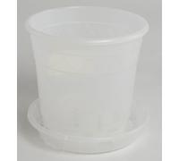 Vaso per orchidee lattiginoso con sottovaso abbinato, disponibile in diverse misure, colore: trasparente, diametro: 16 cm