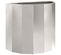 Vaso per piante, 60 x 30 x 50 cm, in acciaio inox, colore argento | Design semicircolare, per esterni, terrazza, balcone, facile da pulire, robusta struttura in acciaio