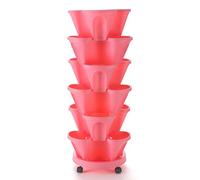 Vaso per piante a 6 livelli, impilabile a torre da giardino verticale con vassoio rimovibile, vaso in plastica, vaso per erbe aromatiche per giardini, interni ed esterni, decorazione per veranda