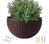 Vaso per piante a semicerchio, decorazione rustica con fori di scarico e