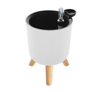 Vaso per piante autoirrigante con indicatore del livello dell'acqua, in plastica bianca, per interni, con piedini e fori di drenaggio, bordo rimovibile e vassoio, decorazione moderna per casa