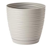Vaso per piante con piattini Sahara fioriera da giardino con supporto interno (17 cm, grigio chiaro)