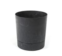 Vaso per piante con sottovaso integrato, larghezza 20 cm, 4,7 l, colore grigio, effetto cemento, per interni ed esterni, resistente alle intemperie e facile da pulire