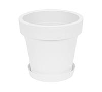 Vaso per piante con sottovaso serie Lofly bordato, altezza 32 cm, colore: bianco
