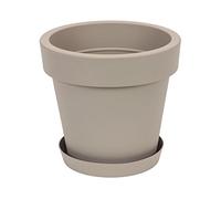 Vaso per piante con sottovaso serie Lofly bordato, altezza 32 cm, colore: mocca