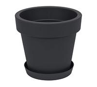 Vaso per piante con sottovaso serie Lofly bordato, altezza 37 cm, colore: antracite