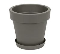 Vaso per piante con sottovaso serie Lofly bordato, altezza 37 cm, colore: grigio