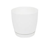 Vaso per piante con sottovaso Toscana tondo diametro 17 cm, colore: bianco