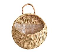 Vaso per piante da appendere alla parete, cesto portaoggetti per interni, cestino intrecciato fatto a mano, cestino per fiori da patio e giardino all'aperto (beige, taglia unica)