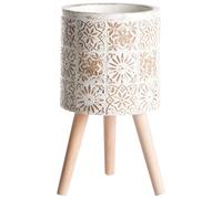 Beliani Vaso per piante da interno e da esterno in stile vintage bianco sporco