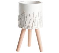 Beliani Vaso per piante da interno e da esterno in stile vintage e anticato bianco sporco