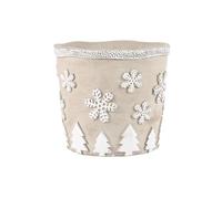 vaso per piante da interno Vaso da fiori rotondo con motivo floreale e albero in rilievo bianco, vaso for piante in cemento con foro di drenaggio, for decorare davanzale soggiorno camera da letto