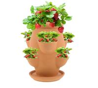 Vaso per piante di fragole - Fioriera da giardino in argilla, contenitore per piante a più livelli, vaso da fiori verticale con vassoio di base, organizer verde per giardino, balcone, decorazione per