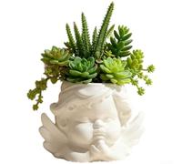 Vaso per piante grasse a forma di angelo in stile nordico, in resina organica bianca, supporto decorativo per fiori finti per casa, scrivania, ufficio, tavolo