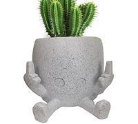 Vaso per Piante grasse Sorridente con Dito Medio in Alto, Divertente Figura in Resina per Piante da Interno, Vaso per Piante da Interno, Vaso per Piante da Interno con Espressione Divertente per Gli