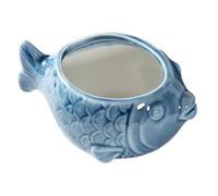 Vaso per piante grasse, vasi da fiori in ceramica con pesci blu oceano da 4, 7x2, 4x2, 4 pollici con foro di drenaggio, vaso decorativo per bonsai da tavolo per piante grasse, cactus o candele Stile 1