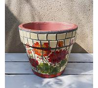 Vaso per Piante in Ceramica Colorata Grande Vaso per Fiori smaltato con sottovaso Vaso per Fiori Rotondo in Terracotta fioriera per Bonsai Dipinta a Mano,B