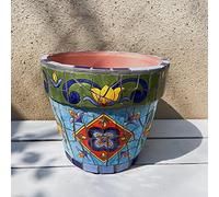 Vaso per Piante in Ceramica Colorata Grande Vaso per Fiori smaltato con sottovaso Vaso per Fiori Rotondo in Terracotta fioriera per Bonsai Dipinta a Mano,D