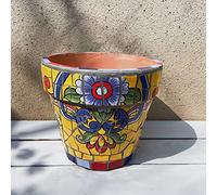 Vaso per Piante in Ceramica Colorata Grande Vaso per Fiori smaltato con sottovaso Vaso per Fiori Rotondo in Terracotta fioriera per Bonsai Dipinta a Mano,F