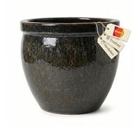 Vaso per piante in gres porcellanato, 100% resistente al gelo, per esterni e interni (diverse dimensioni), massiccio con foro per drenaggio, di alta qualità, elegante (marrone, 37 cm x 31 cm)