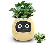 Vaso per piante intelligente con visualizzazione di data e ora, 7 sensori intelligenti, display LCD, controllo app, ricaricabile tramite USB, assorbimento automatico dell'acqua, sistema intelligente