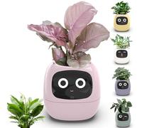 Vaso per piante intelligente con visualizzazione di data e ora, 7 sensori intelligenti, display LCD, controllo app, ricaricabile tramite USB, assorbimento automatico dell'acqua, sistema intelligente