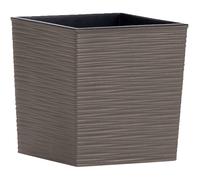 Fioriera Nizza Groove grigio effetto scanalato, 25 x 25,5 cm, vaso di plastica con fibra di legno e inserto
