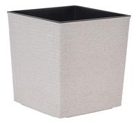 Vaso per piante Nizza Groove Crema effetto scanalato, 25 x 25,5 cm, in plastica con percentuale di fibra di legno e inserto