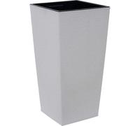 Vaso per piante Nizza Groove Crema effetto scanalato, 40 x 75 cm, in plastica con percentuale di fibra di legno e inserto