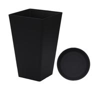 Vaso per piante quadrato effetto cemento - Vaso da fiori quadrato alto lucido | Vaso per piante decorativo in resina | Fioriera da giardino per patio | Fioriera da giardino | Fioriera quadrata per pia