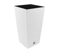 Vaso per piante Rato Square simil rattan 49 Lt altezza 61,5 cm con inserto colore: bianco