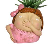 Vaso per Piante Stile Testa Lady - Fioriera Decorativa con Volto di Ragazzo e Ragazza, Design Unico da Interno | Vaso in Ceramica per Orchidee e Piccole Piante, Accessorio d'Arredo per Salotto o