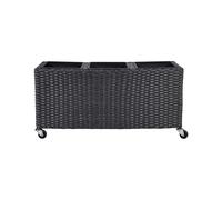 Vaso per piante su ruote in finto PE Rattan nero con 3 inserti Bellis