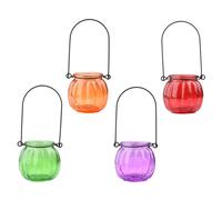 Vaso per terrario a forma di zucca da 4 pezzi, con manico in ferro, vaso per