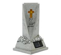 Vaso per tomba a croce in resina con angelo in rilievo, vaso da fiori per cimitero, decorazione commemorativa per tombe, resistente alle intemperie, ornamento da giardino per tomba per sepoltura
