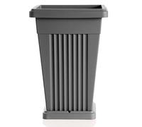 VASO FIORIERA PIRAMIDE CM 40X40X59 H QUADRATO CON SOTTOVASO COLOR GRIGIO