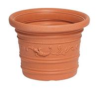 VASO RESINA PORTAVASO TONDO ROTONDO FESTONATO 40X30H CM COL. TERRACOTTA PRESTIGE