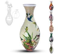 Vaso puzzle 3D per adulti, 160 pezzi, puzzle fai da te, puzzle 3D con colonna d'acqua, perfetto per la presentazione di fiori veri o artificiali e composizioni floreali (colibris)