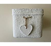 Vaso quadrato in ceramica Stile country con cuore cm 13x13H13