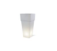 VASO QUADRATO LUMINOSO PAVIMENTO SOVIL E27 RESINA BIANCA STAGNO IP54 ALTO 1 METR
